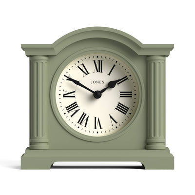 Jones Kensington mantel clock in sage green