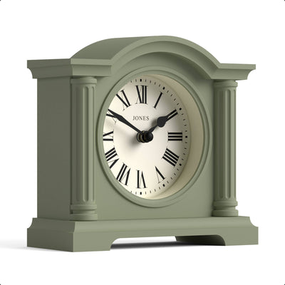 Jones Kensington mantel clock in sage green