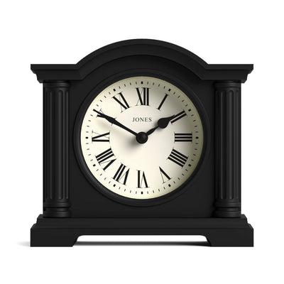Jones Kensington mantel clock in black