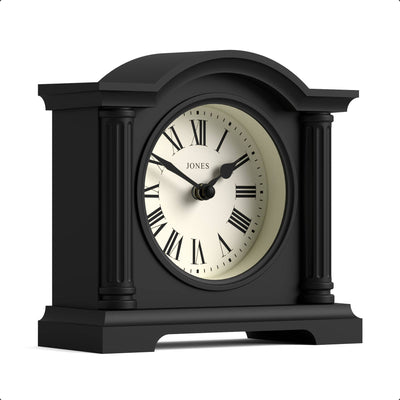 Jones Kensington mantel clock in black