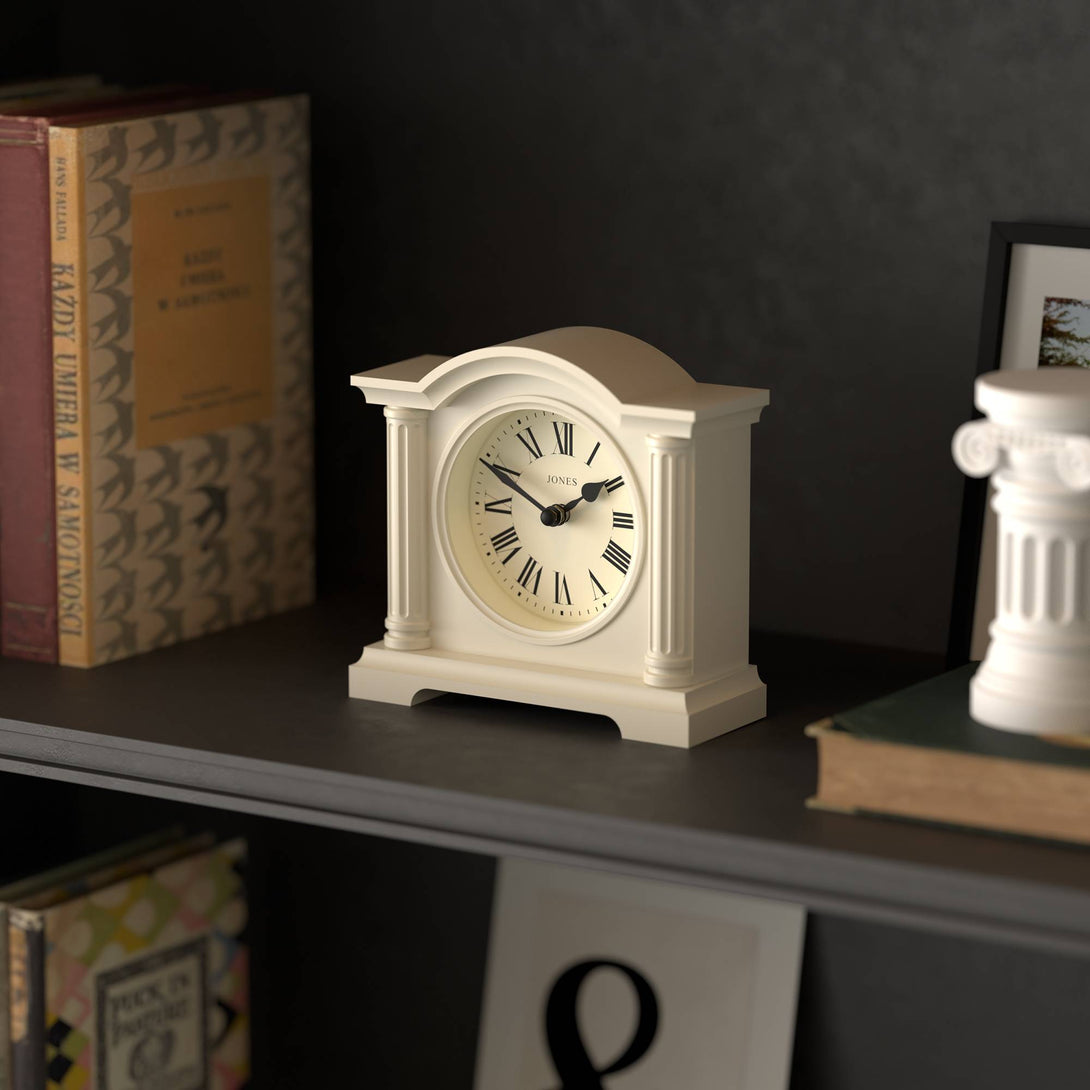 Jones Kensington mantel clock in pale cream – Jones Clocks