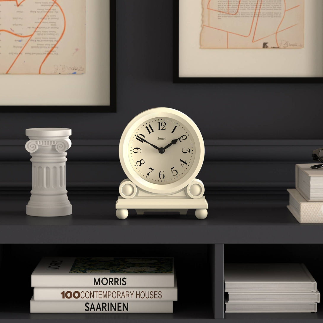 Jones Maida Vale mantel clock in pale cream – Jones Clocks