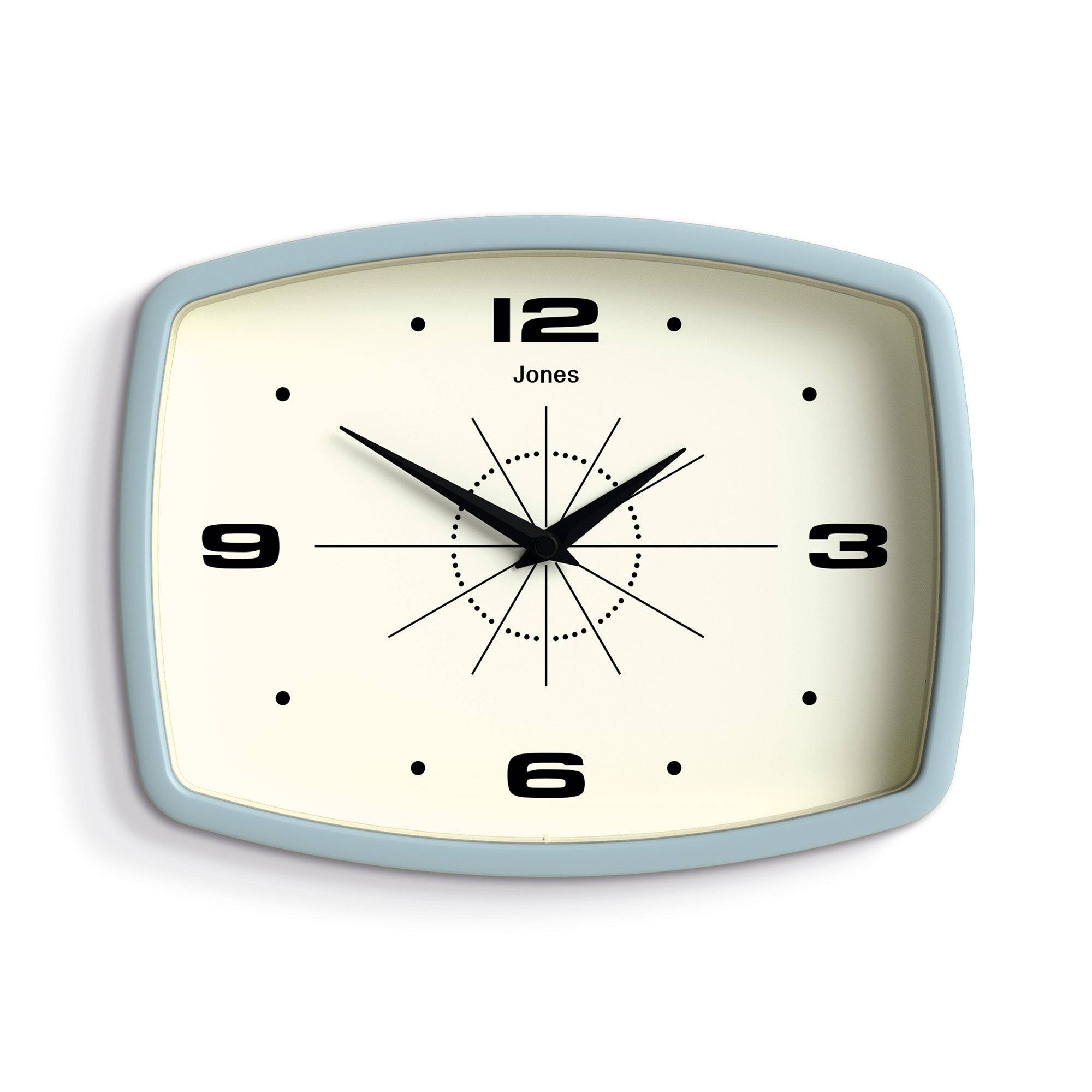 Jones Movie wall clock in pale blue 25cm – Jones Clocks