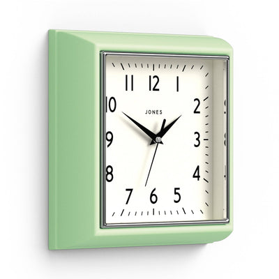 Jones Mustard wall clock in mint green 25cm