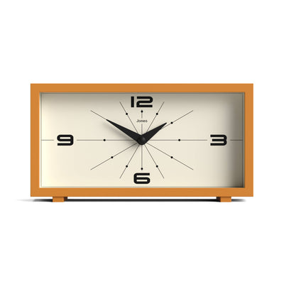 Jones Odeon mantel clock in mustard yellow