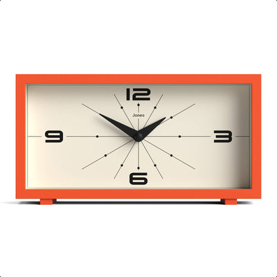 Jones Odeon mantel clock in pumpkin orange
