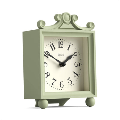 Jones Parlour mantel clock in sage green