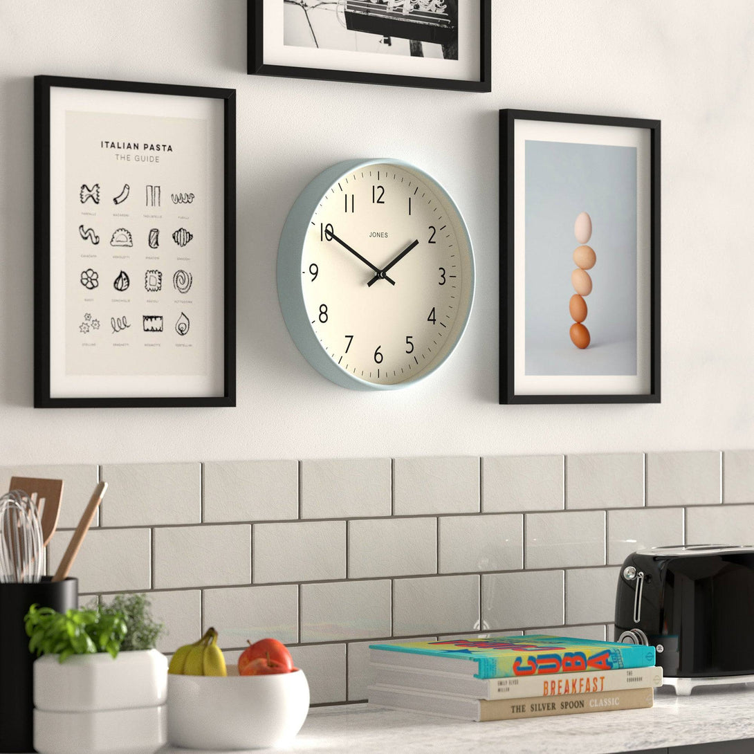 Jones Clock Design Jones Studio wall clock in pale blue 30cm – Jones Clocks
