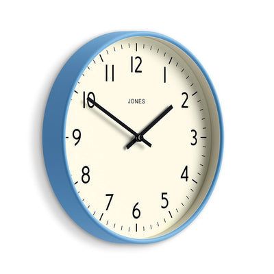 Jones Studio wall clock in mid blue 30cm