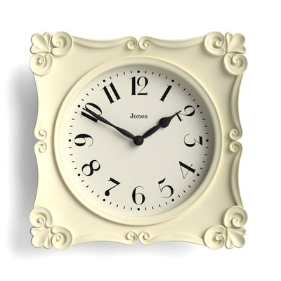 Jones Rialto wall clock in pale cream 25cm