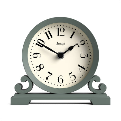 Jones Saloon mantel clock in asparagus green