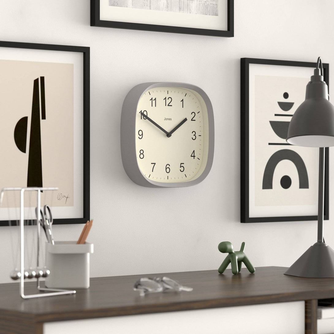 Jones Clock Design Jones Sprite wall clock in grey 25cm – Jones Clocks
