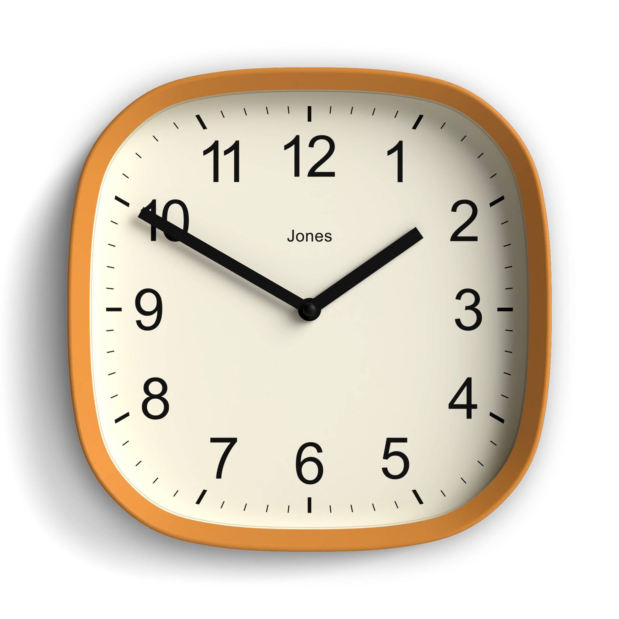 Jones Sprite wall clock in mustard yellow 25cm – Jones Clocks