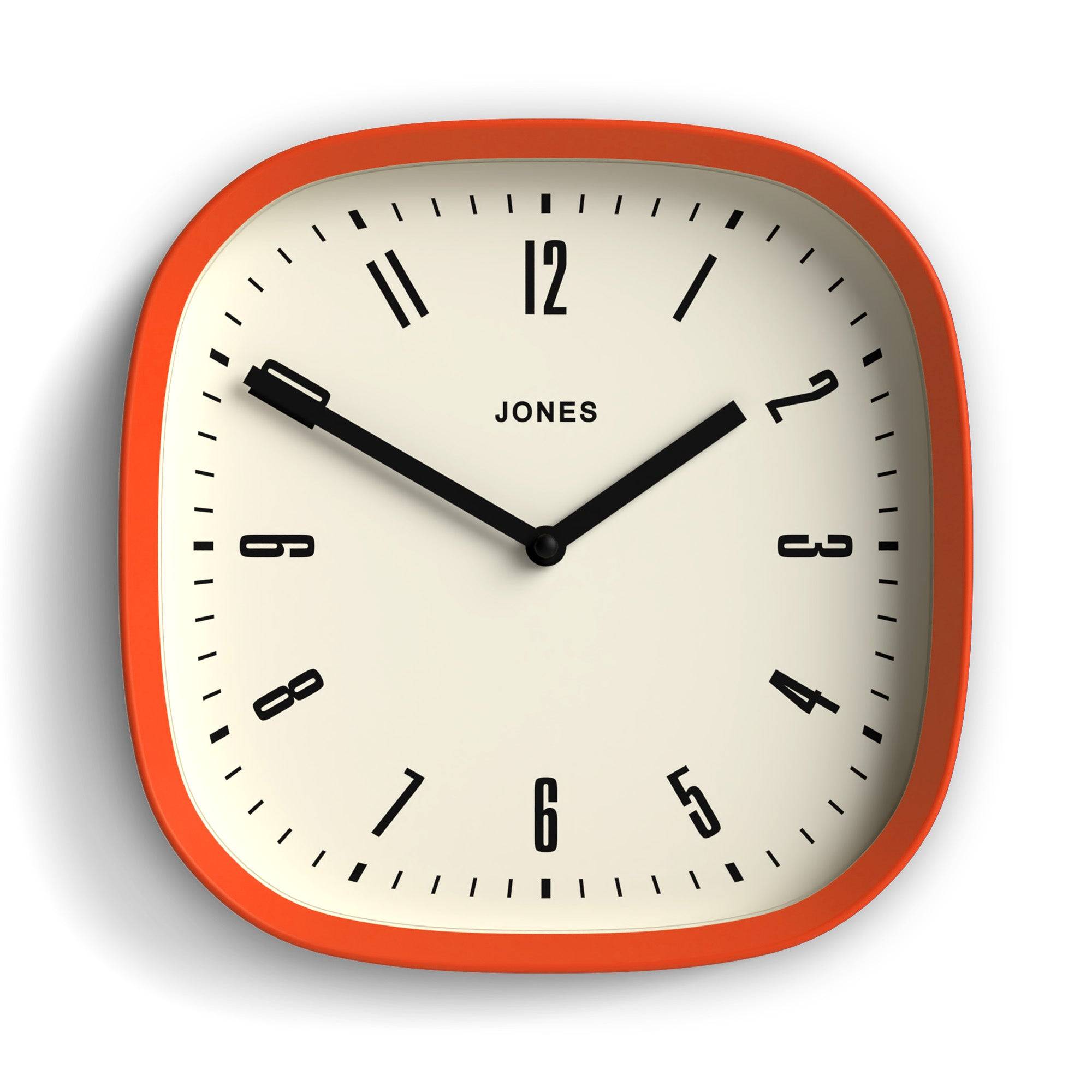 Jones Marvel wall clock in orange 25cm – Jones Clocks
