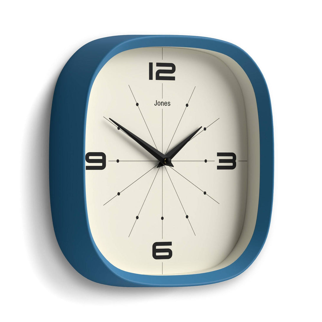 Jones Clock Design Jones Pulsar wall clock in mid blue 25cm – Jones Clocks