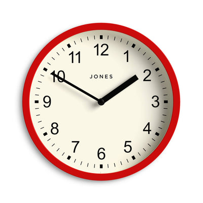 Jones Spin wall clock in red 20cm