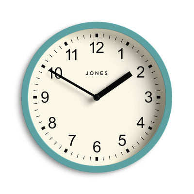 Jones Spin wall clock in teal 20cm