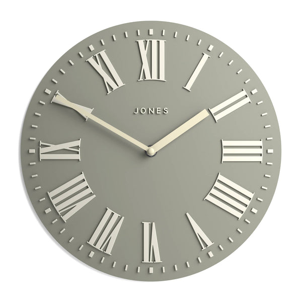 Jones Strand convex wall clock in pale sage green 30cm
