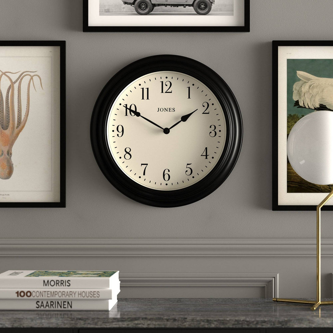 Jones Clock Design Jones Supper Club wall clock in black 40cm – Jones Clocks
