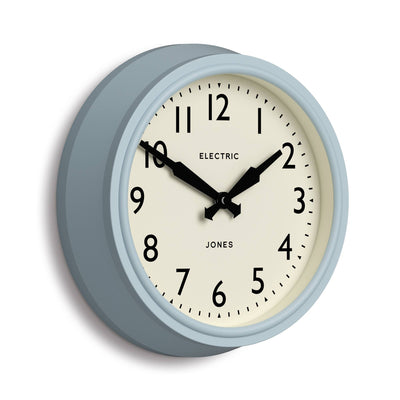Jones Telecom wall clock in pale blue 27cm