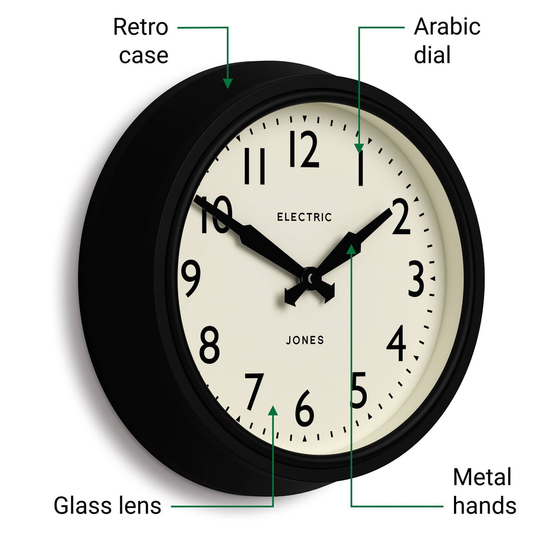 Telecom Clock Family Jones Telecom wall clock in black 27cm – Jones Clocks