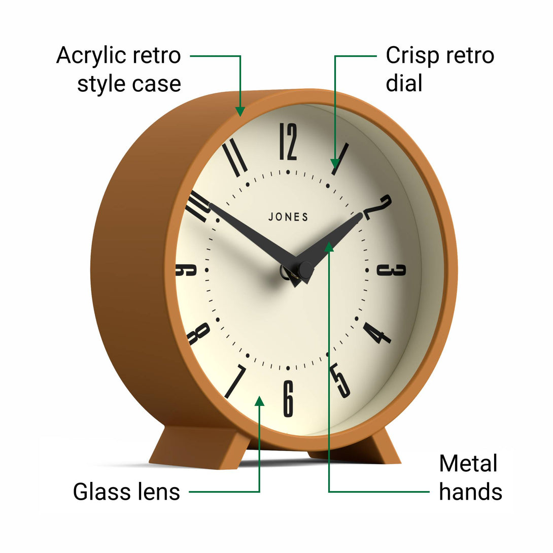 Jones Venus mantel clock in mustard yellow – Jones Clocks