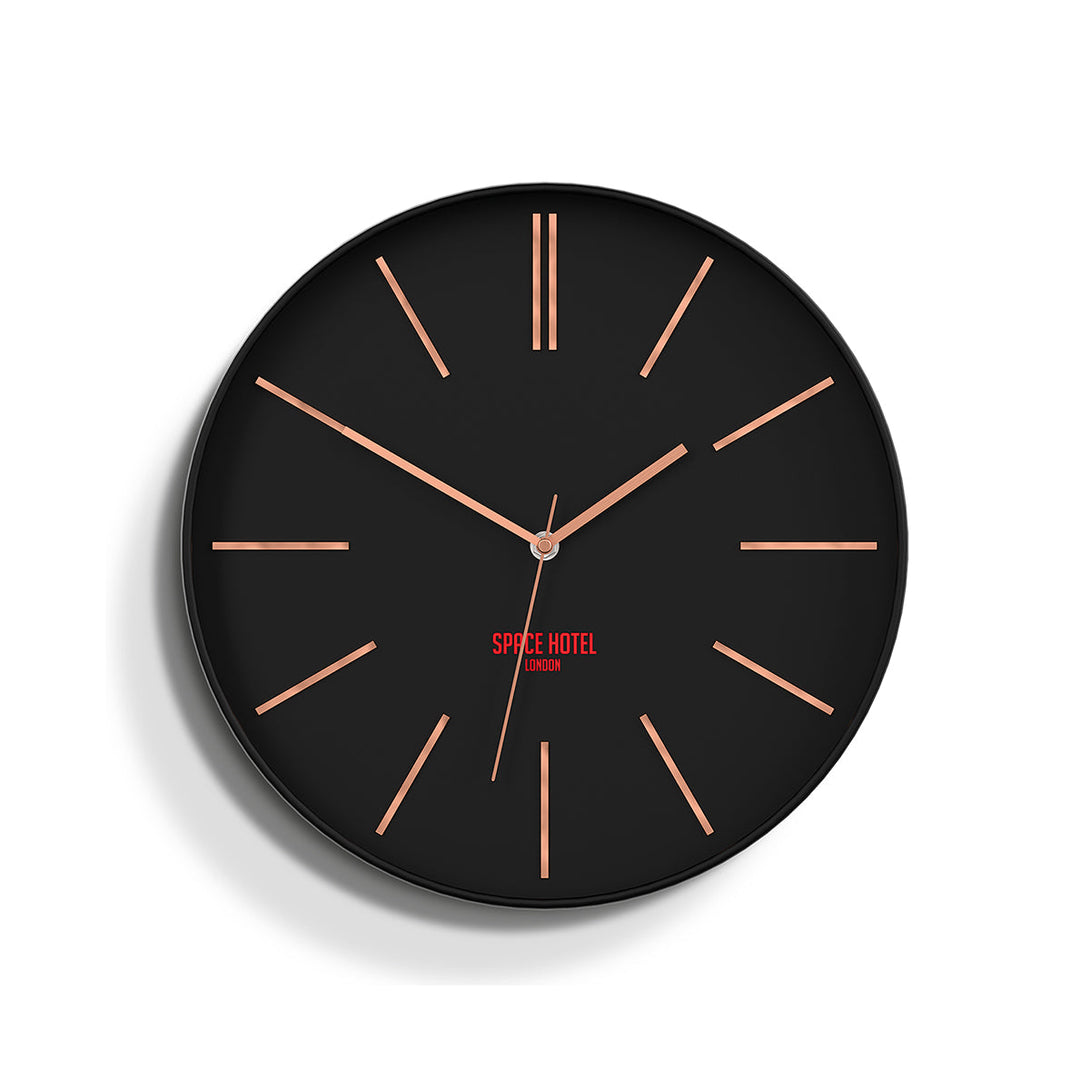 Black Copper Wall Clock Modern Minimal - Space Hotel Sci-Fi Sid SH-SCIF-K1-K