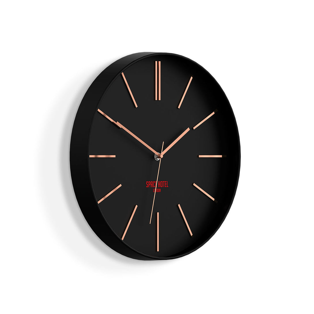 Black Copper Wall Clock Modern Minimal - Space Hotel Sci-Fi Sid SH-SCIF-K1-K skew