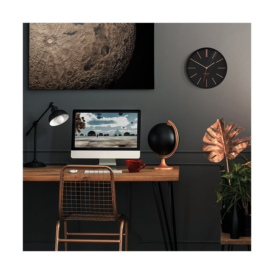 Black Copper Wall Clock Modern Minimal - Space Hotel Sci-Fi Sid SH-SCIF-K1-K lifestyle