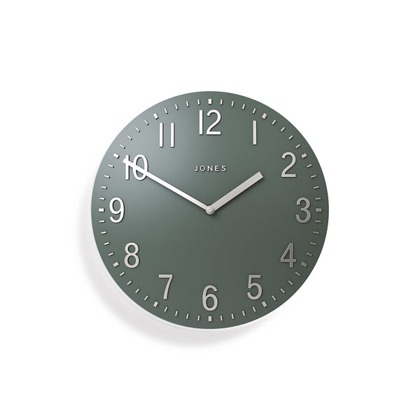 Chilli convex modern wall clock by Jones Clocks in green with a silver contemporary dial - JCHILASGS30