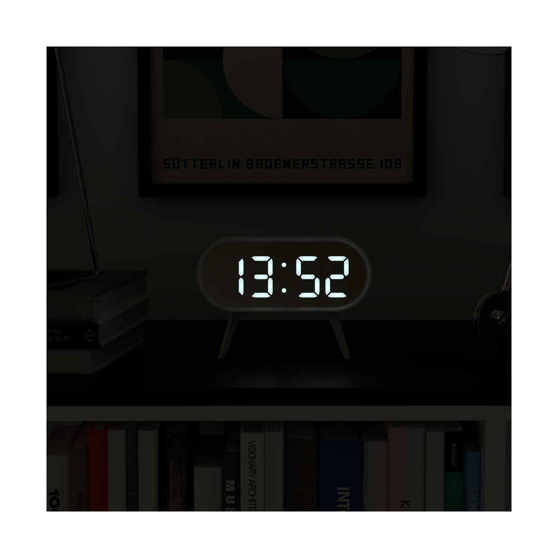 Digital Alarm Clock | White & Gold Mirror LED |  style shot 2