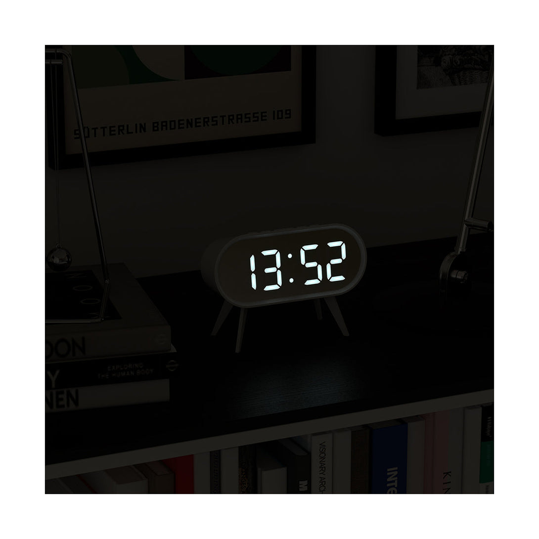 Digital Alarm Clock | White & Gold Mirror LED |  style shot 4