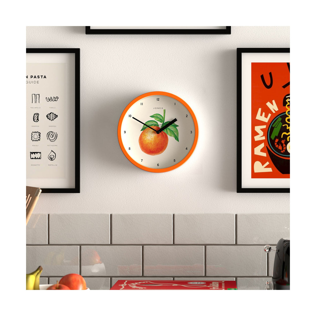 Decorative orange wall clock by Jones Clocks in orange case a contemporary orange design dial - JFOX172FO