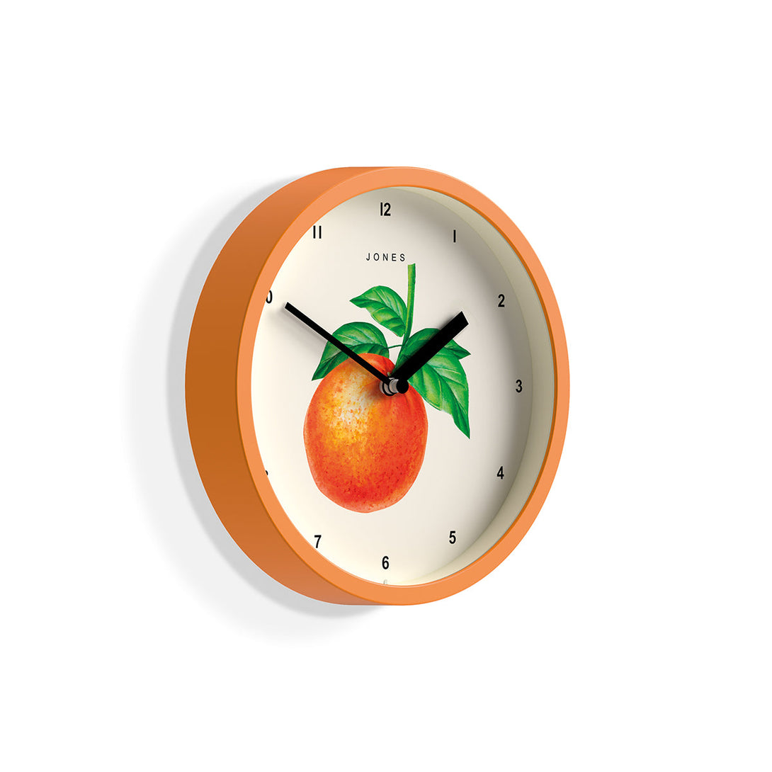 Side view - Decorative orange wall clock by Jones Clocks in orange case a contemporary orange design dial - JFOX172FO