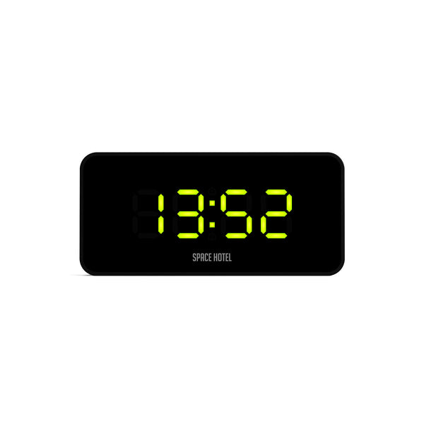 Space Hotel Hypertron LED clock in black and green