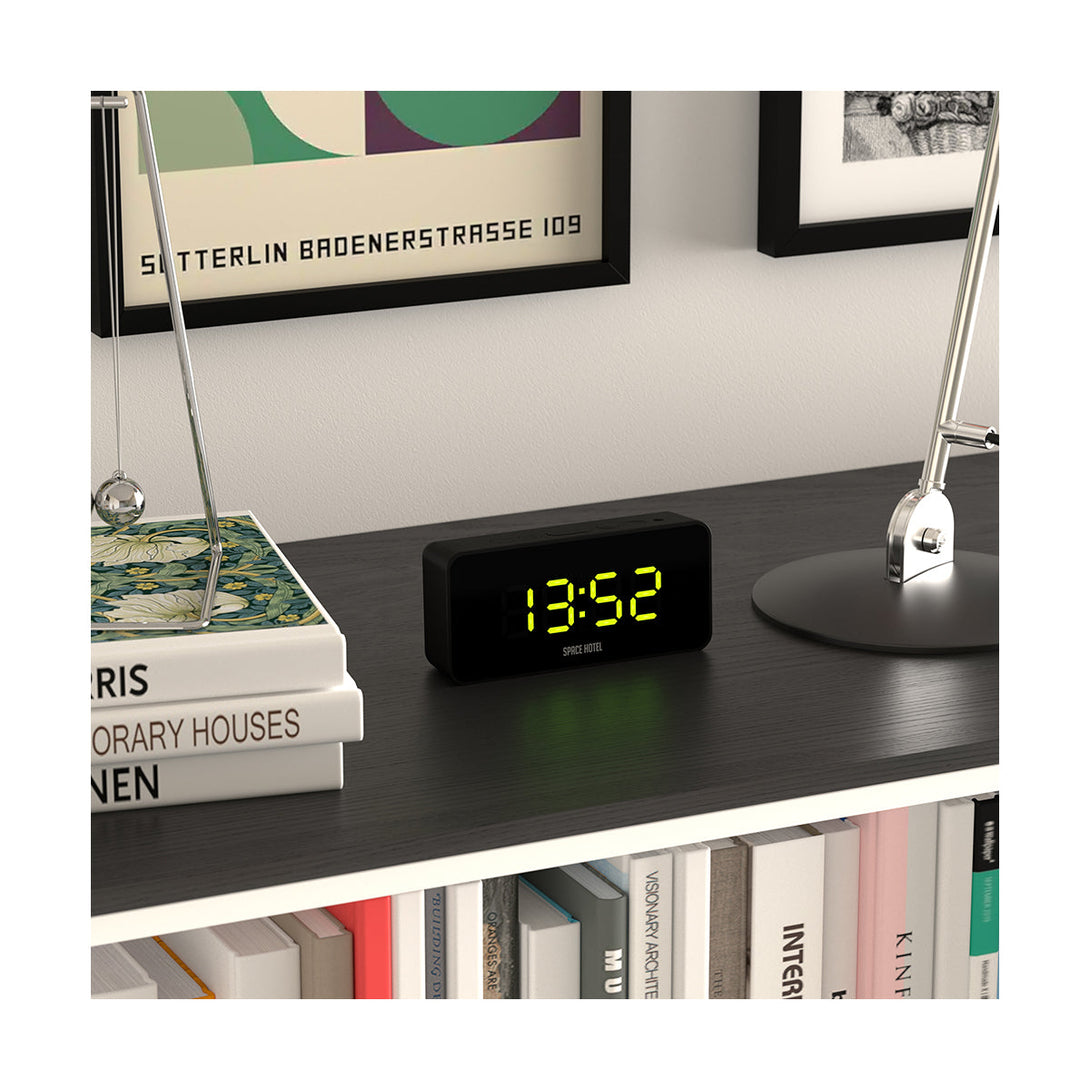 Space Hotel Hypertron LED alarm clock in Black with Green lights -  Style shot 1