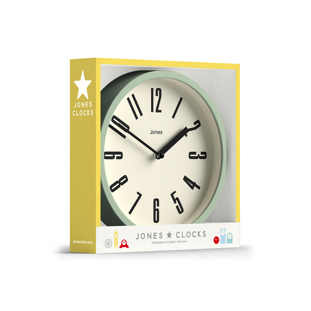 Hot Tub wall clock by Jones Clocks in green with a contemporary dial - JFOX172MG