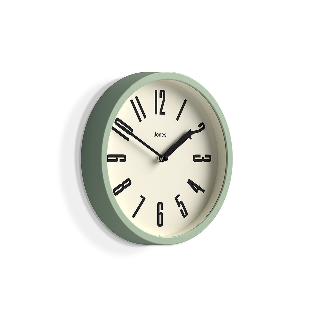 Side view - Hot Tub wall clock by Jones Clocks in green with a contemporary dial - JFOX172MG