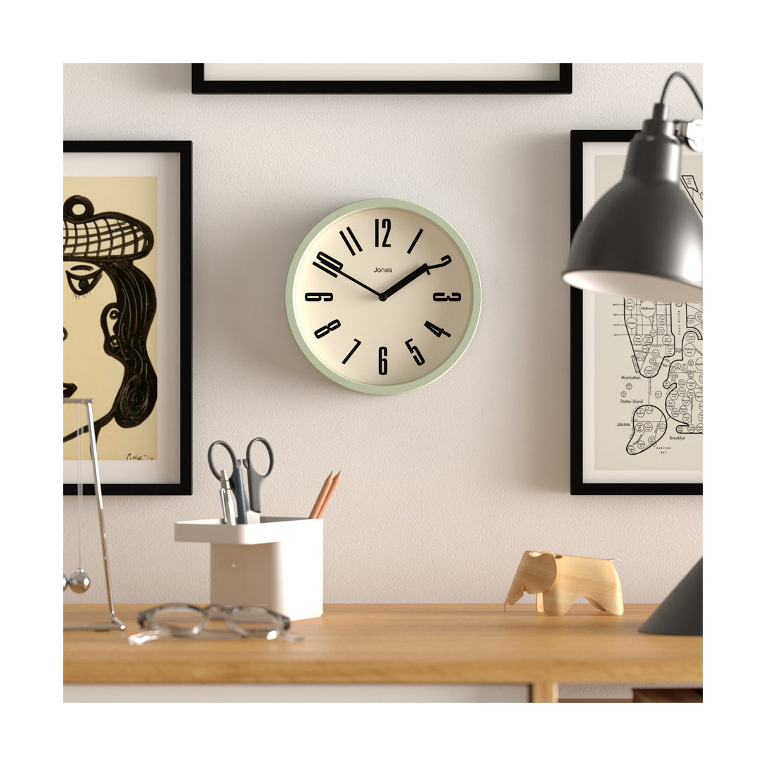 Hot Tub wall clock by Jones Clocks in green with a contemporary dial - JFOX172MG