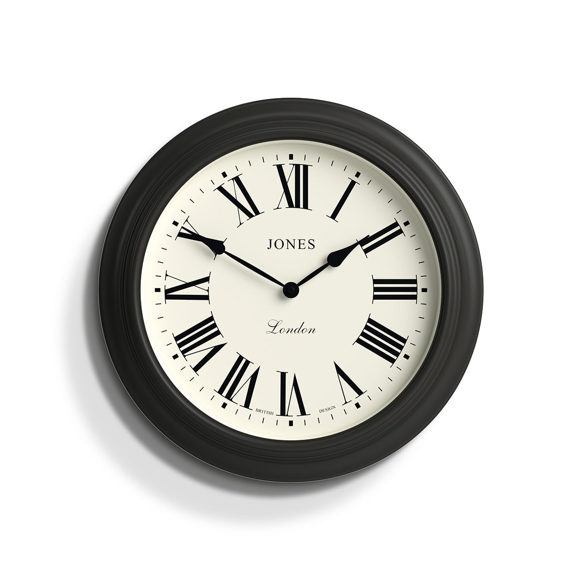 Jones Supper Club roman numeral wall clock in dark grey Jones Clocks