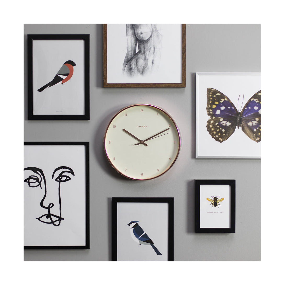 Gallery wall - Minimalistic wall clock by Jones Clocks in copper with a contemporary copper foil dial - JPEN70COP