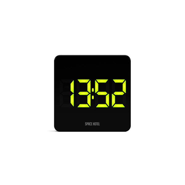 Space Hotel Orbatron LED clock in black and green