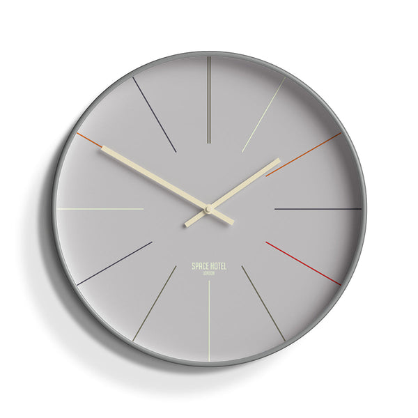 Space Hotel District 12 wall clock in pale grey