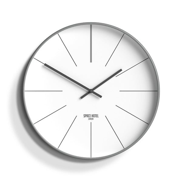 Space Hotel District 12 wall clock in white and grey