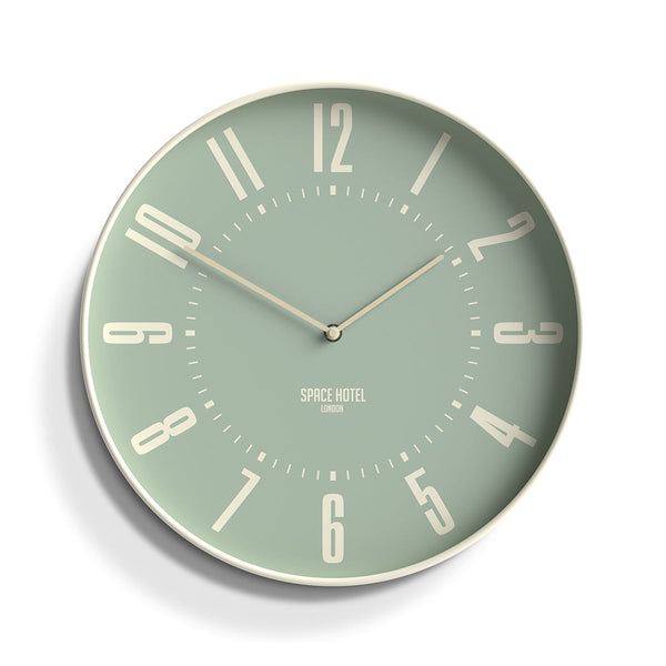 Space Hotel Mars Dog wall clock in white and green