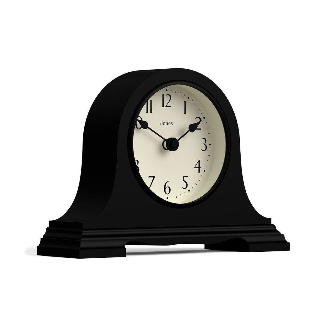 Skew - Speakeasy mantel clock by Jones Clocks with a classic, pretty case in Black. Complimented by an elegant dial - JSPEA189K