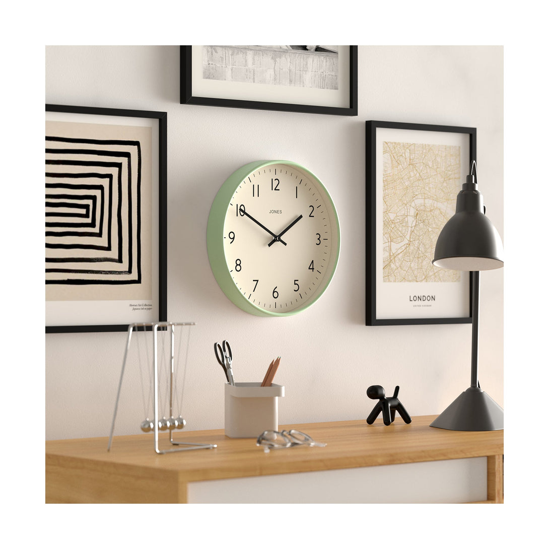 Jones Clock Design Jones Studio wall clock in mint green 30cm – Jones Clocks
